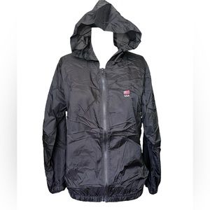 Brandy Melville Black USA flag Lightweight Hooded Windbreaker size Medium 20x23